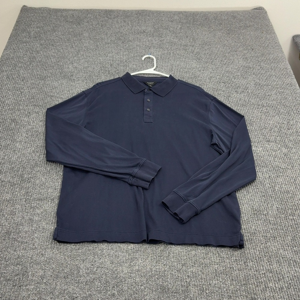 Banana Republic‎ Polo Shirt Mens L Blue Cotton Luxe Touch Long Sleeve Classic